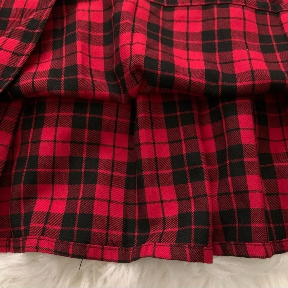 Hot Topic Red Plaid pleated unlined mini short length Skirt XL Gothic Girl